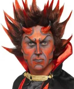 Perruque Diable Punk Rouge Et Noire