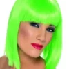 Perruque Verte Coupe Carré Femme Avec Frange