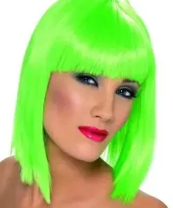 Perruque Verte Coupe Carré Femme Avec Frange
