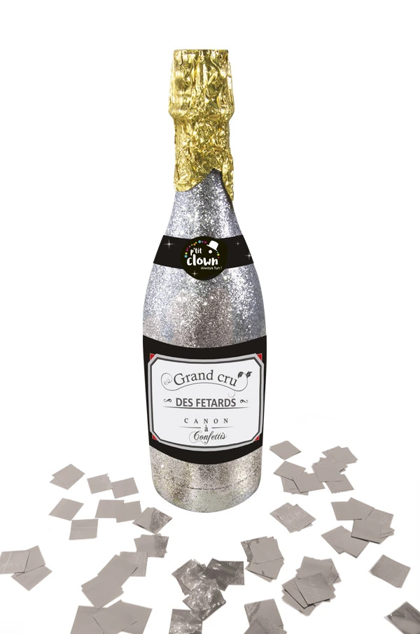 Bouteille Lance Confettis Argent 1 Bouteille Lance Confettis Argent