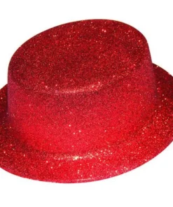 Chapeau Haut De Forme Rouge Pailleté Plastique
