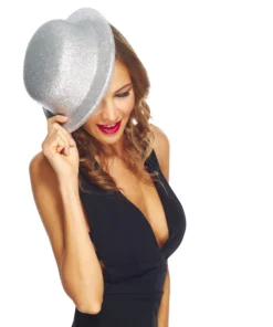 Chapeau Melon Argent Pailleté Plastique