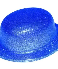Chapeau Melon Bleu Pailleté Plastique