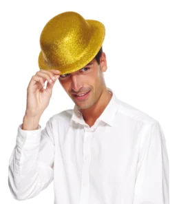 Chapeau Melon Or Pailleté Plastique