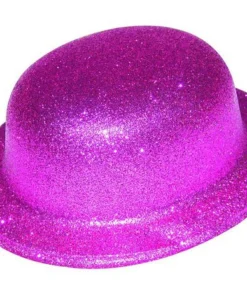 Chapeau Melon Rose Pailleté Plastique