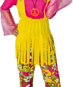 Déguisement Hippie Flower Power Jaune Femme