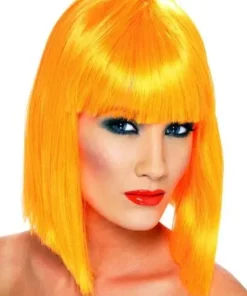 Perruque Orange Coupe Carré Femme Avec Frange