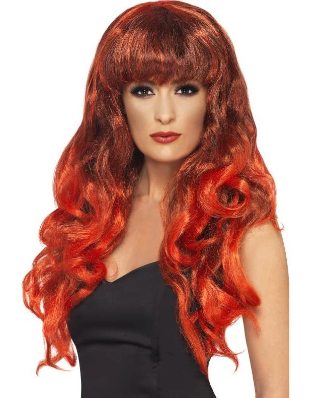 Perruque Sorcière Rouge Mechee Noir 1 Perruque Sorcière Rouge Mechee Noir