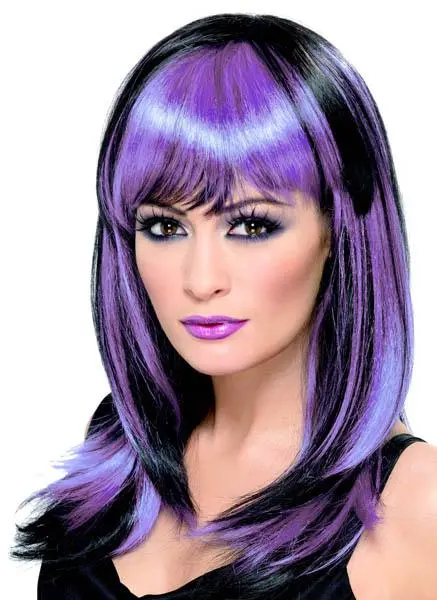 Perruque Sorcière Noire Et Violette 1 Perruque Sorcière Noire Et Violette