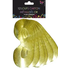 Sachet De 12 Loups Carton Métallisés Or